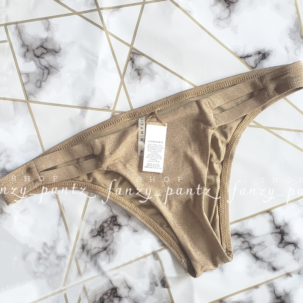 New Vitamin A Neutra Bikini Bottom Metallic Cheeky - Picture 3 of 5